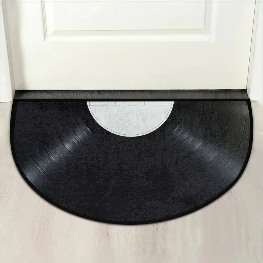 Record Player Vinyl Record Semi Circle Door Mat Rug